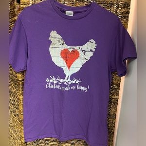 Chickens make‎ me happy T-Shirt, Purple with front imprint, Size: Medium